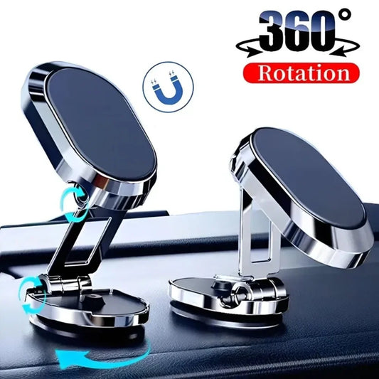 2024 Car Magnetic Phone Holder Folding Strong Magnet Mount Mobile Phone Metal Stand GPS Support