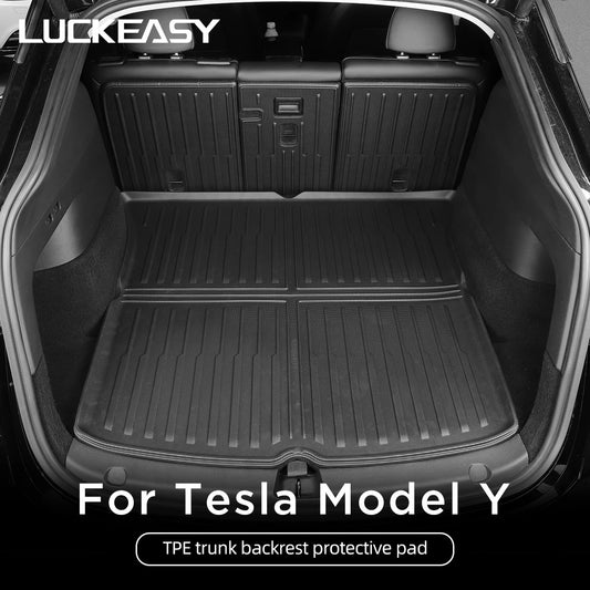 LUCKEASY For Tesla Model Y 2021-2024 Rear Seat Backrest Protective Pad Trunk Mat Car