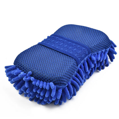 1 Pc Blue Microfiber Chenille Car Wash Sponge Care Washing Brush Pad Cleaning Tool
