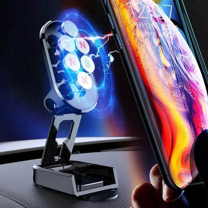 2024 Car Magnetic Phone Holder Folding Strong Magnet Mount Mobile Phone Metal Stand GPS Support