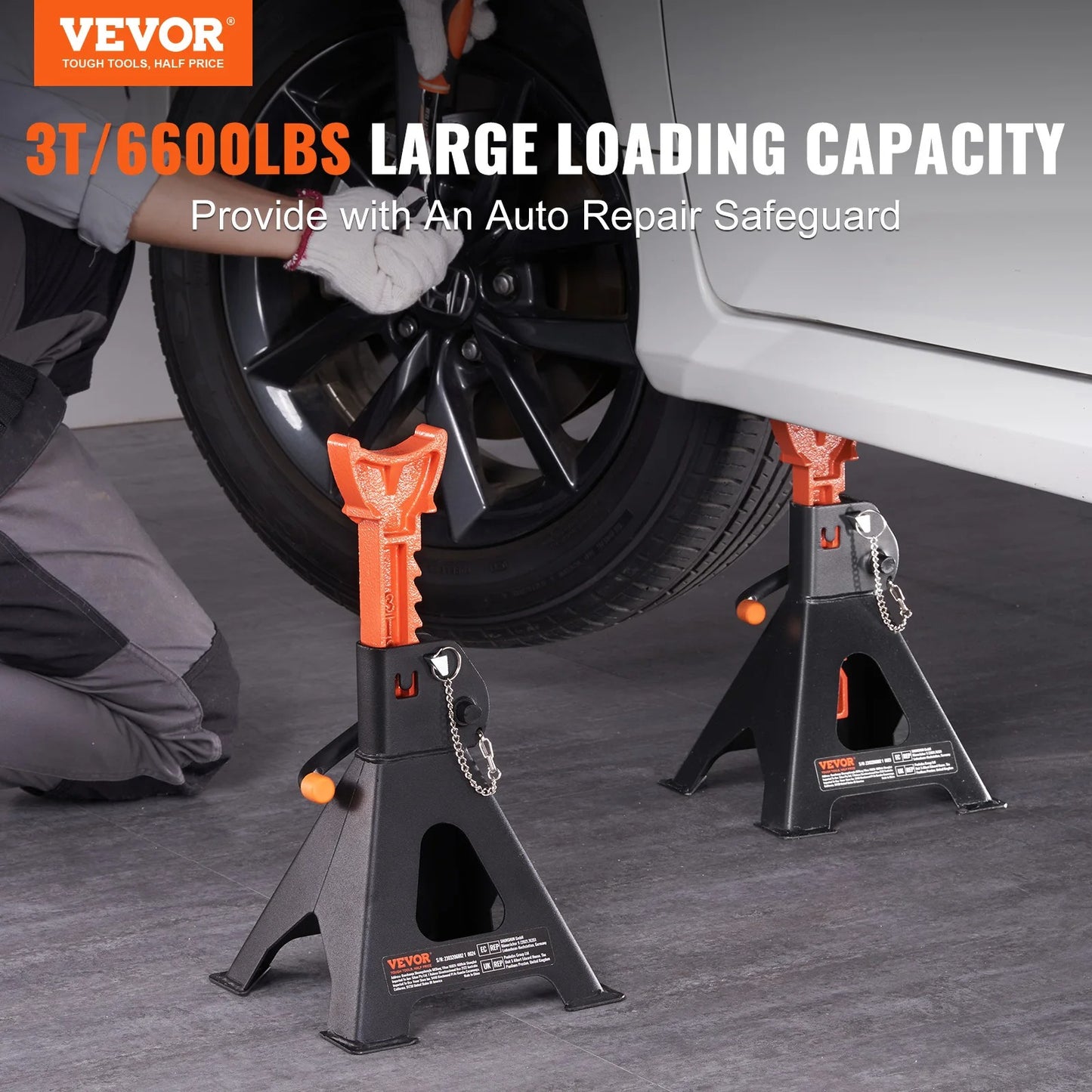 VEVOR Jack Stands 3/6 Ton (6000/12000 lbs) Capacity Car Jack Stands Double Locking