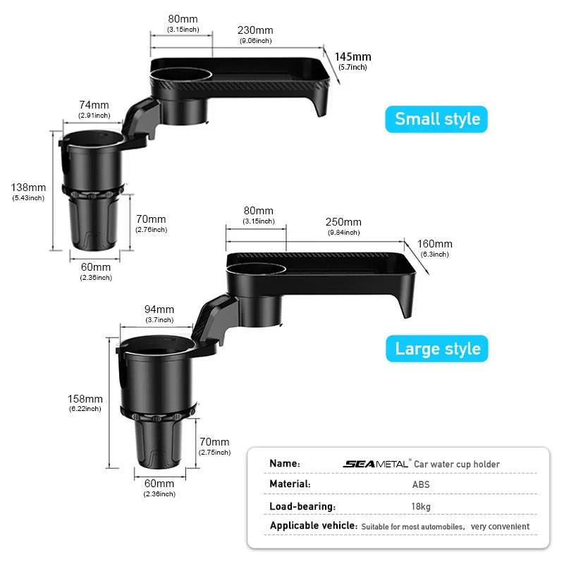 SEAMETAL Premium Car Cup Holder Expander Multi-Function Drink Holder with Food Table