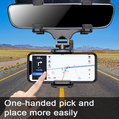 SEAMETAL Rearview Mirror Phone Holder for Car Free Rotation Adjustment Phone Mount