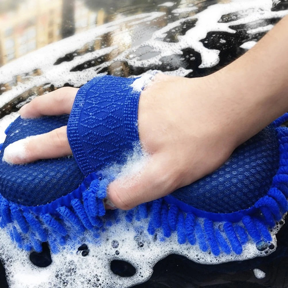 1 Pc Blue Microfiber Chenille Car Wash Sponge Care Washing Brush Pad Cleaning Tool