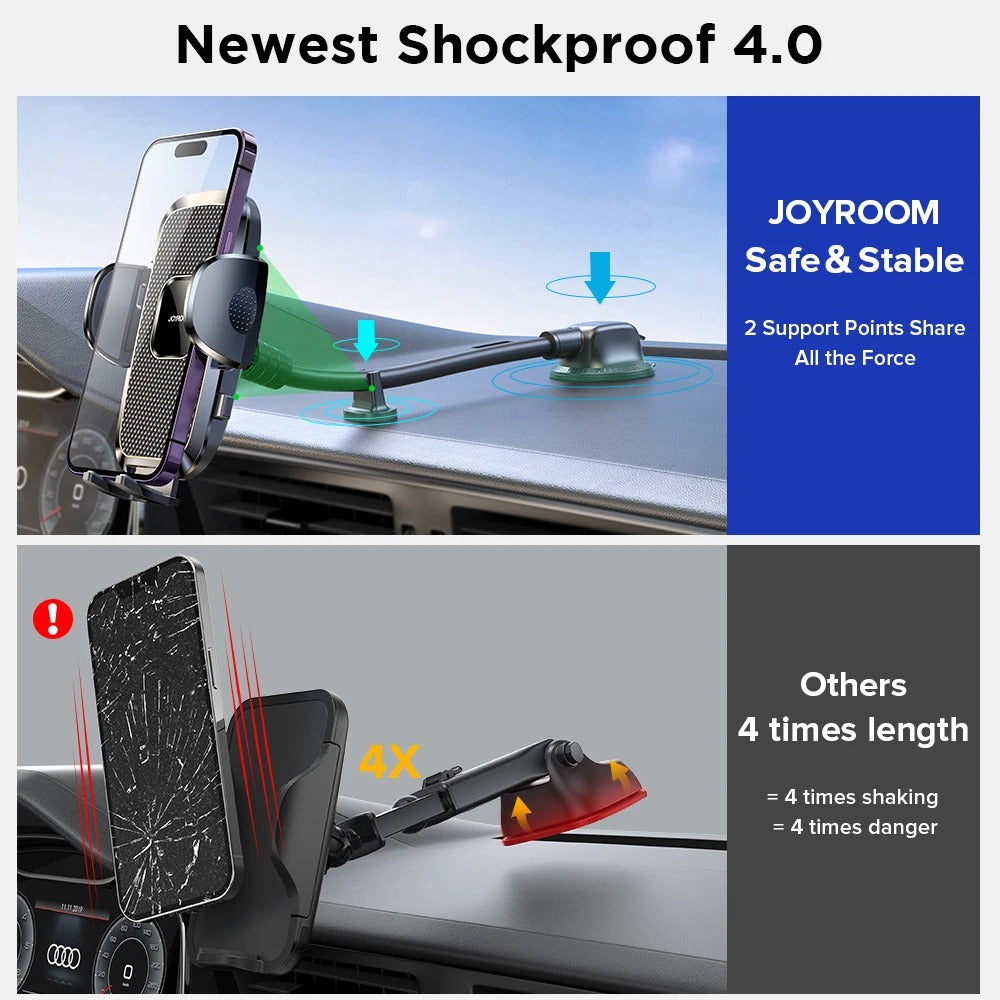 Dashboard Phone Holder for Car【360° Widest View】9in Flexible Long Arm, Universal