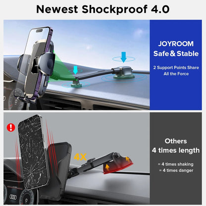 Dashboard Phone Holder for Car【360° Widest View】9in Flexible Long Arm, Universal