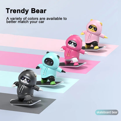 New Upgraded Skateboard Bear Car Ornaments Silent Sliding With Driving Cute Doll