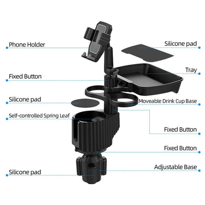 5 in 1 Car Tablet Stand Cup Holder Expander Multifunctional Adjustable Drinking Bottle