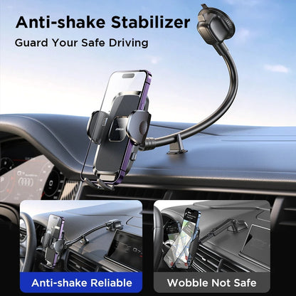 Dashboard Phone Holder for Car【360° Widest View】9in Flexible Long Arm, Universal