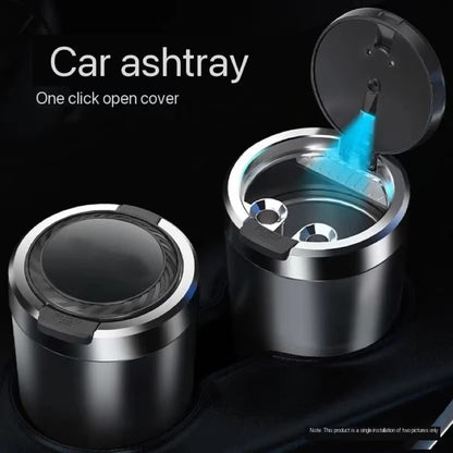 Car Ashtray LED Light Alloy Ash Tray Aluminum Cup Portable Smokeless Auto Ashtray