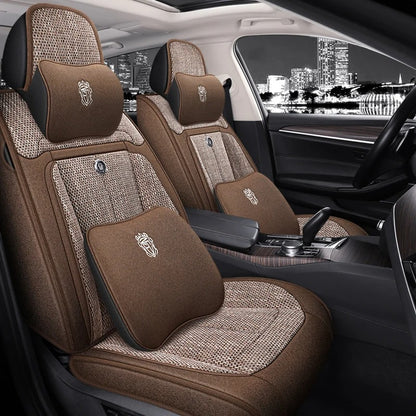 Motocovers Universal Car Seat Covers For 95% Sedan SUV Stylish Durable Flax Linen