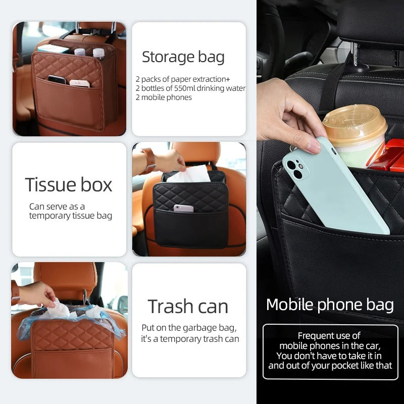 Multifunctional car seat storage bag Leather storage bag Garbage bag Storage bag