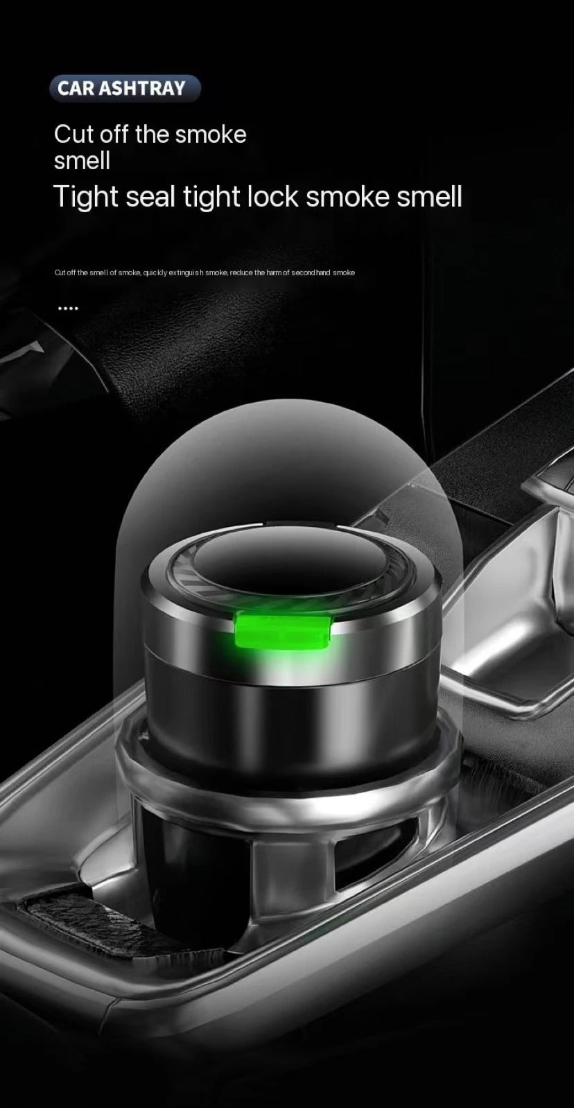 Car Ashtray LED Light Alloy Ash Tray Aluminum Cup Portable Smokeless Auto Ashtray