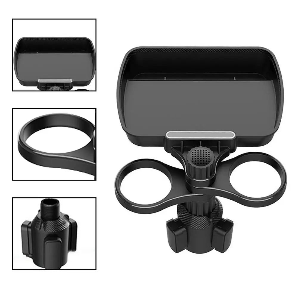 Dual Cup Holder Expander Adjustable for 360°Rotating Multifunctional Car Seat Cup