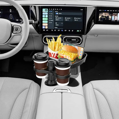 Dual Cup Holder Expander Adjustable for 360°Rotating Multifunctional Car Seat Cup