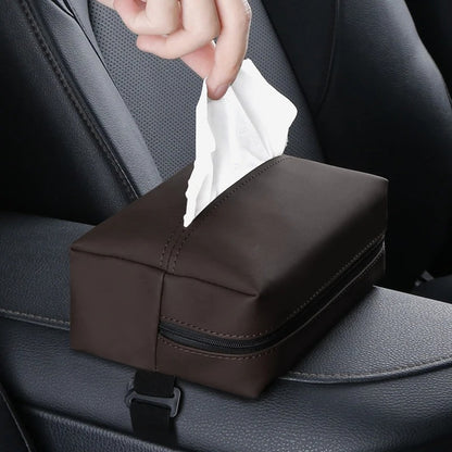 SEAMETAL Car Tissue Box Holder Nappa Leather Car Center Console Armrest Napkin