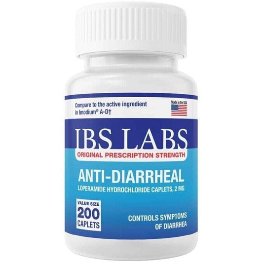 Anti Diarrheal 2mg 200 Caplets by IBS LABS MADE IN USA